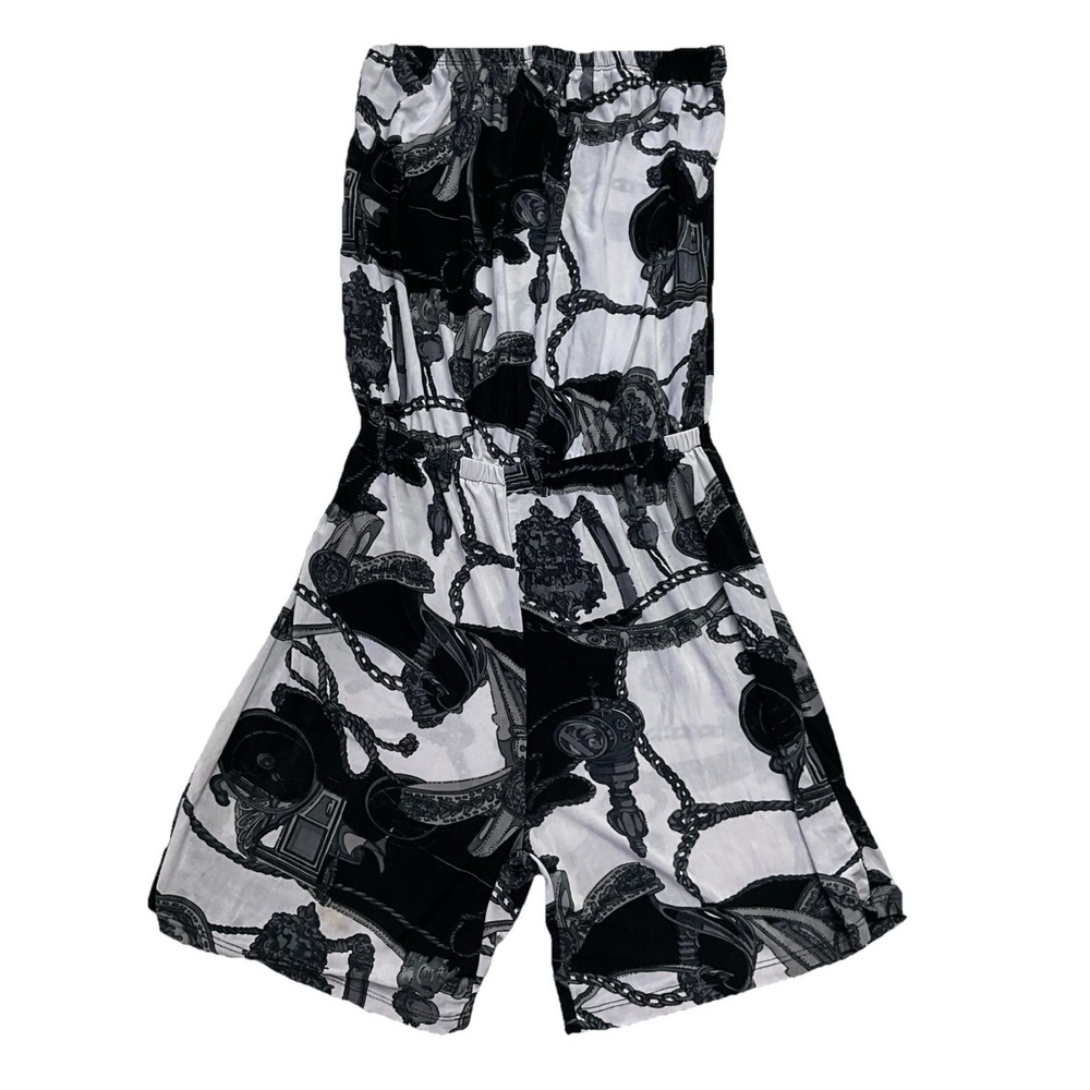 Don't‎ Miss Out Women's Black And White Strapless Jumpsuit Size M